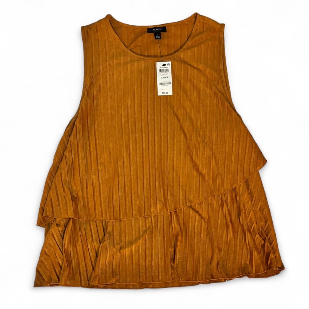 NWT Alfani Extra Large Rust Orange Layered Tank Top Pleated